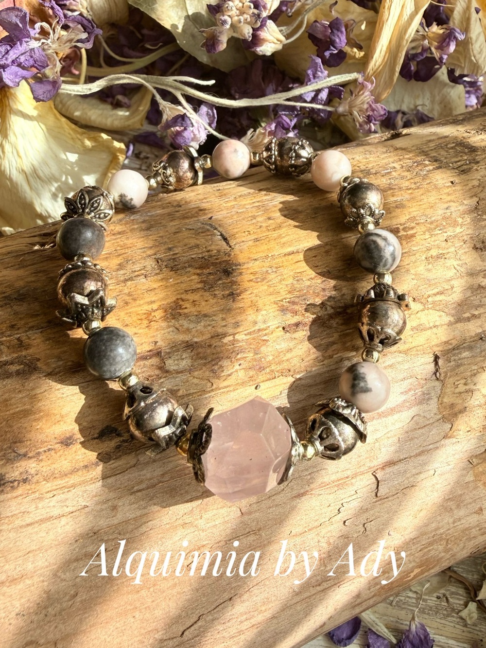 Alquimia pink quartz  and rhodonite  bracelet